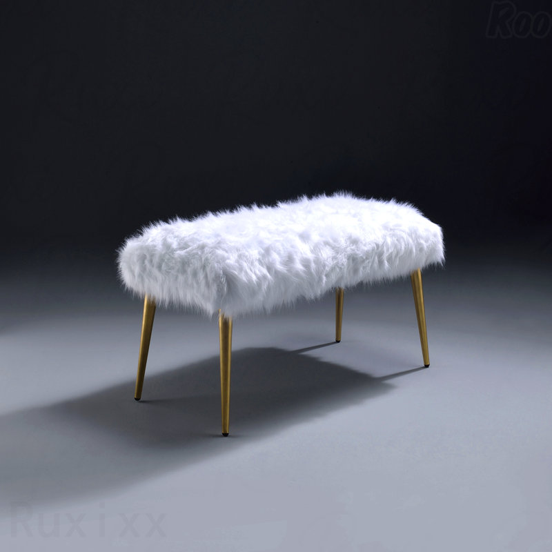 Banc - Pieds droits en bois, Duplicata blanc