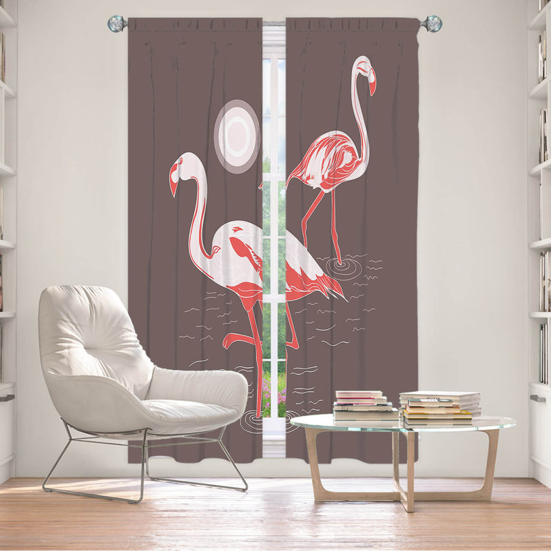 Paire de rideaux obscurcissant en polyester Denes, L 20 po x L 82 po, Brun foncé / rose / blanc