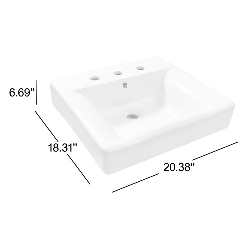 Lavabo de salle de bain en céramique blanche avec trop-plein