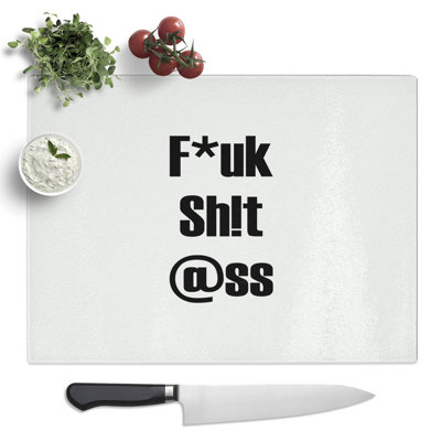 Mind Your Language Typography Quote  Glass Chopping Board