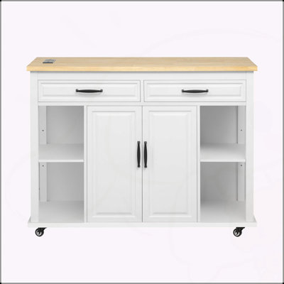 Îlot de cuisine polyvalent avec table extensible et multiples fonctionnalités