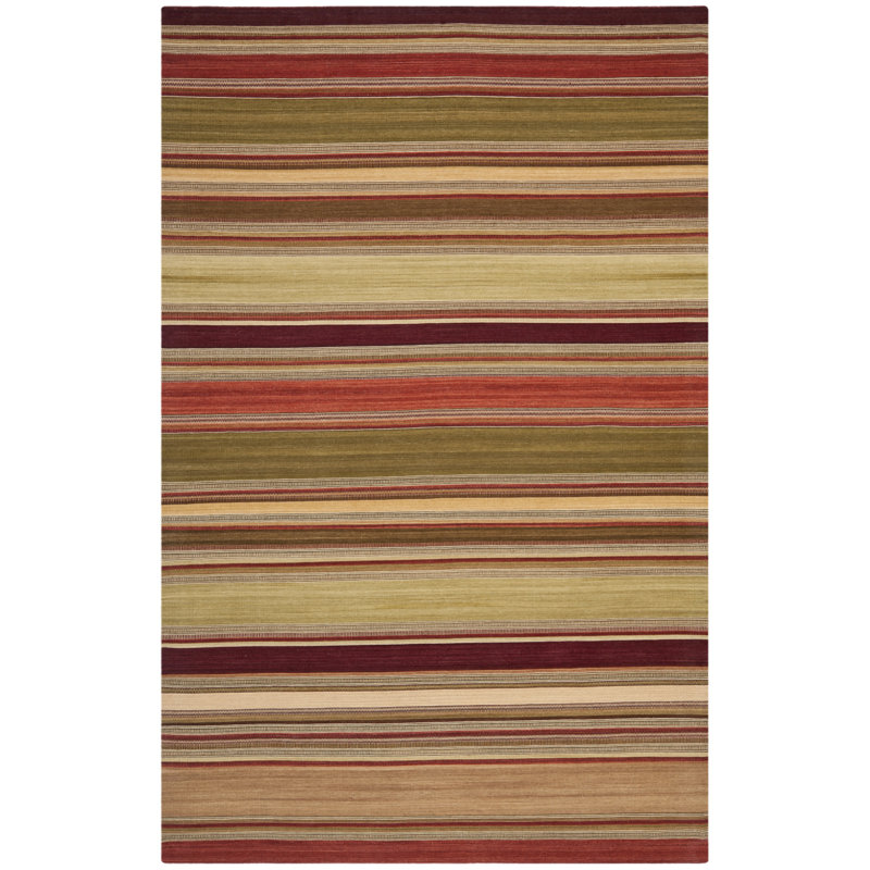 Hemet Striped Wool Hand Woven Area Rug, Rectangle 76 x 122 cm
