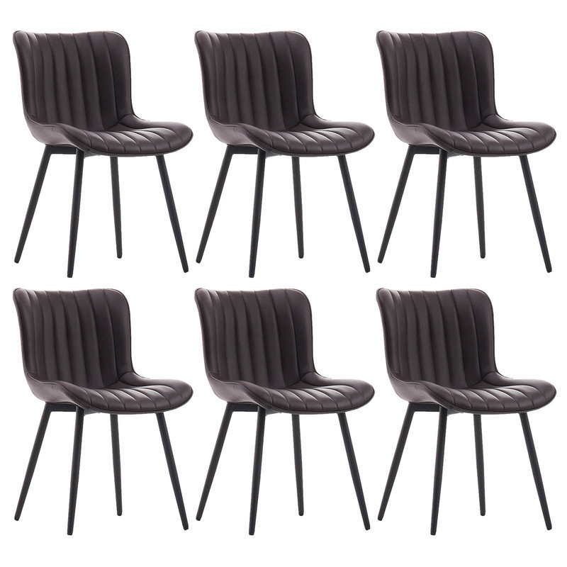 Heitger Leather Upholstered Side Chairs Modern Dining Chairs with Metal Legs, Dining Room Chair, Brown