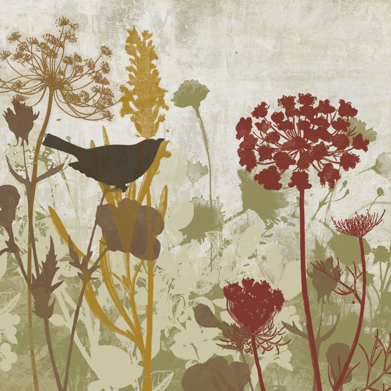 Bird On Botanicals Spice Tones Resize - Wrapped Canvas Painting, 30cm H x 30cm W x 3.8cm D