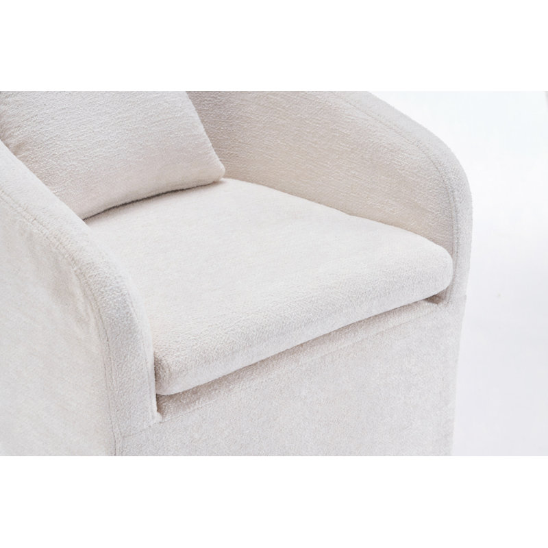 Ensemble de 1 fauteuil de salle à manger en chenille avec coussin de dossier et roues universelles