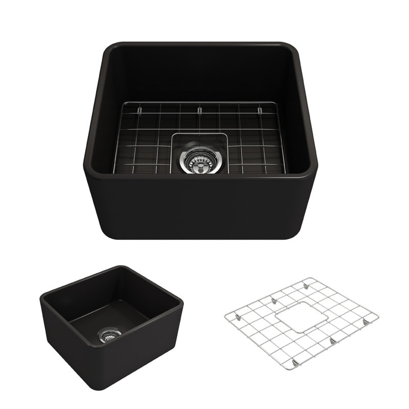 20'' L Farmhouse Kitchen Sink, Matte Black