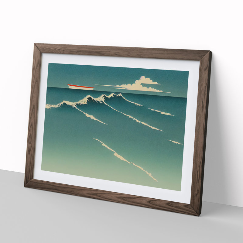 XH1022-7610X Sailing Boat Art - Single Picture Frame Painting, 46cm H x 64cm W x 2cm D, Walnut