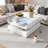 Lift-Top Coffee Table with 2 Drawers, Modern Square Design with Glass Top and High-Gloss Finish, Hidden Storage and LED Lights for Living Room-777997976