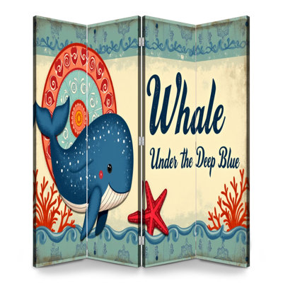 Paravent 4 panneaux à cloison pliable Royal Old Whale Underwater
