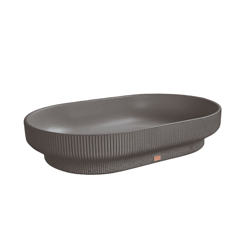 Konkretus Lotus 14.5'' Concrete Oval Bathroom Sink, Volcanic Gray