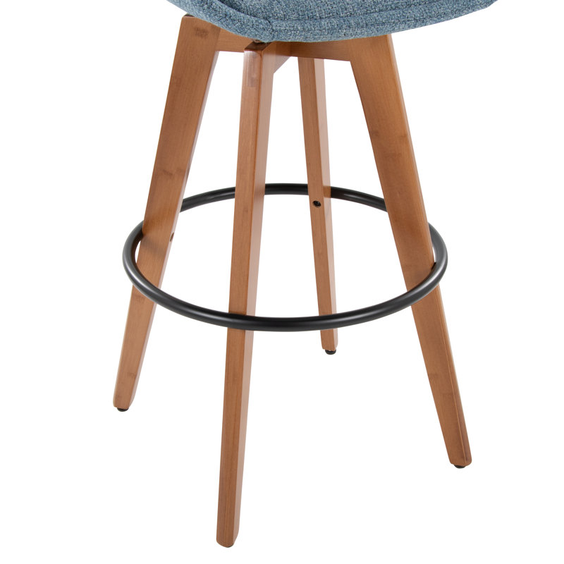 Whitacre Fixed-Height Bar & Counter Stool, Blue Noise Tweed, Bar Stool (29" Seat Height)