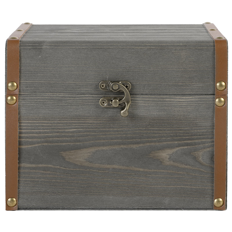 Solid Wood Decorative Bin, Vintage Grey