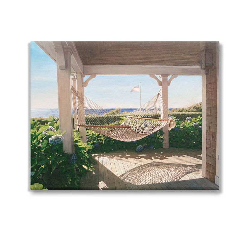 «Hammock & Coastal Porch Wrarap Canvas» par Tom Mielko sur toile, H 24 po x l 30 po