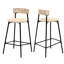Tabourets de bar ronds en papier tissé à la main avec dossier et repose-pieds pour îlot de cuisine et salle à manger (ensembles 2 pièces)-438577386