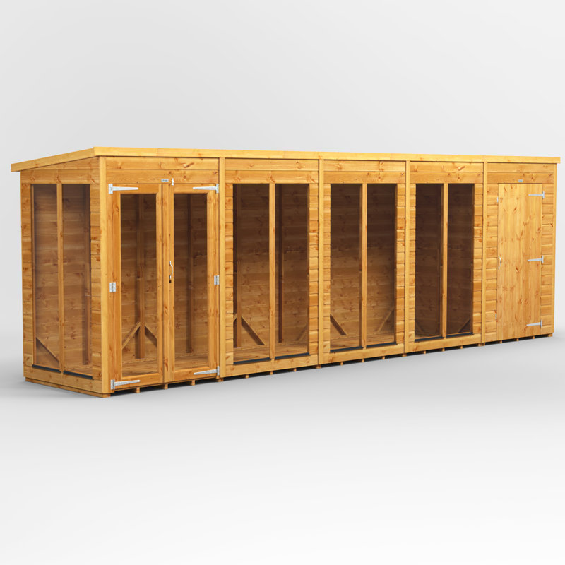 Powersheds 20 x 4ft Timber Tongue & Groove Pent Summerhouse Combi (includes 4ft Side Store)