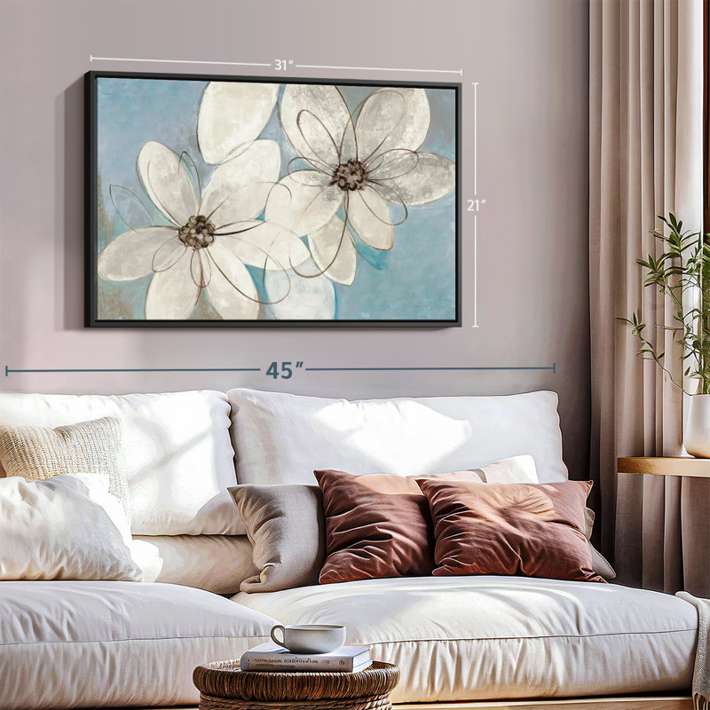 Impression sur toile bleue et neutre, H 21 po x l 31 po
