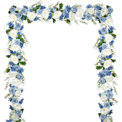 2 Pack 6Ft Blue & White Silk Peony Garland, Artificial Floral Vine for Wedding Arch Table Decor