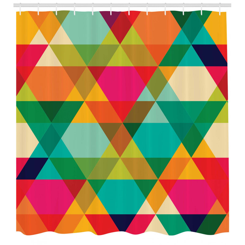 Geometric Shower Curtain with Hooks Included, 75" H x 69" W