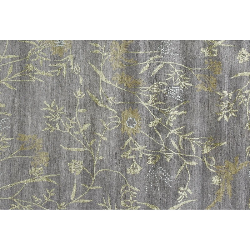 Tapis rectangulaire gris / ivoire / vert clair, Rectangle 3 pi x 5 pi