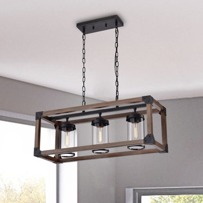 Kewstoke 3 - Light Kitchen Island Linear Pendant with Wrought Iron Accents
