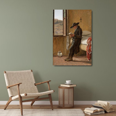«Young Clergyman Reading» par Martinus Rørbye, reproduction d'art sur toile tendue avec châssis