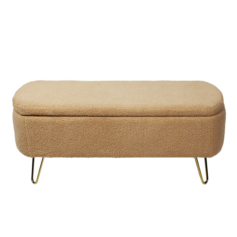 Upholstered Storage Bench, Camel