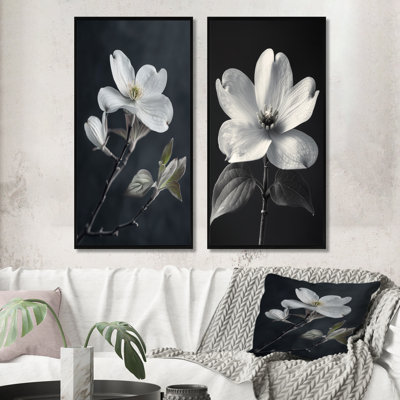 Ensemble de 2 pièces d'art mural cornichon I - cornouiller monochrome blanc et noir
