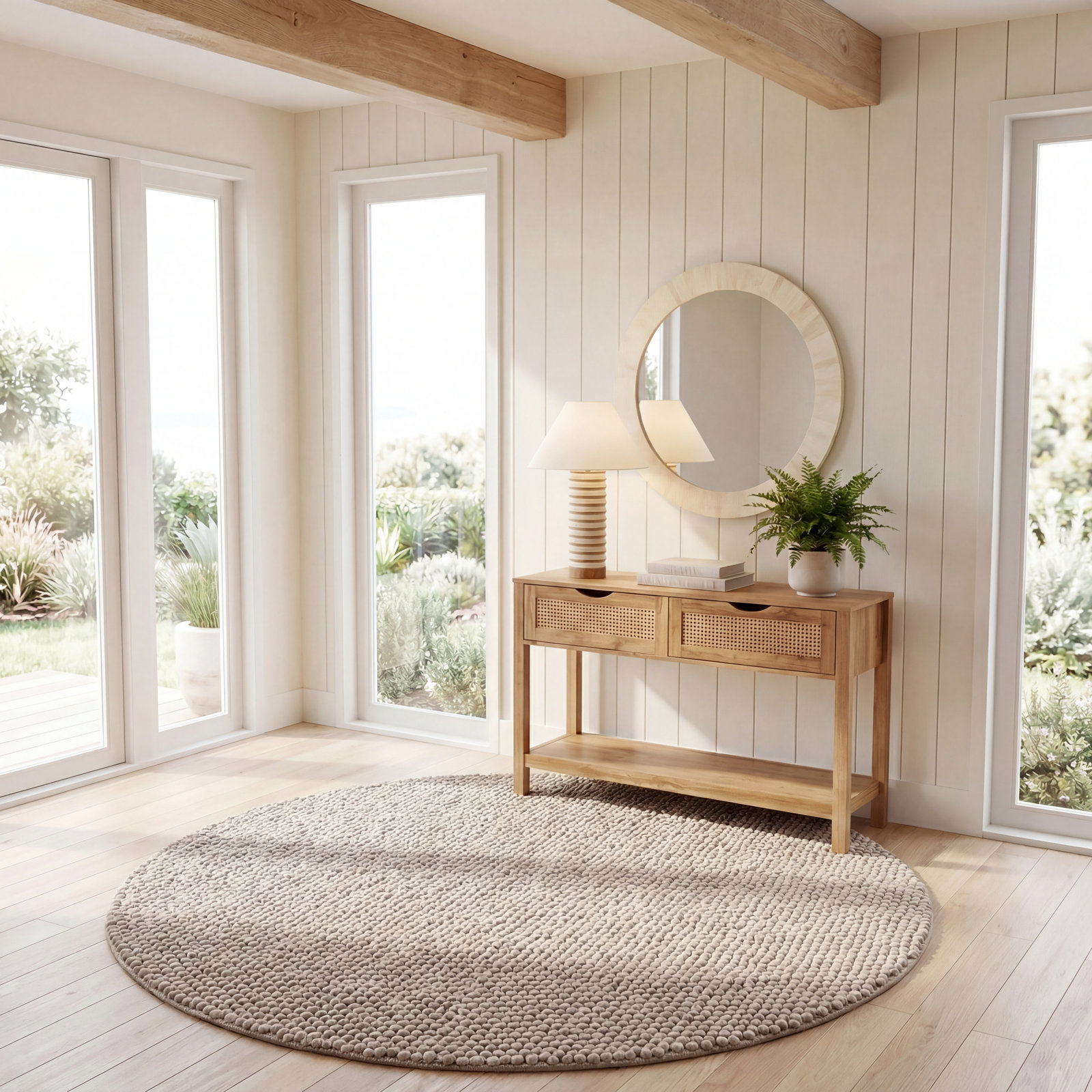 Elle Brown Hand-Woven Rug, Round 6'