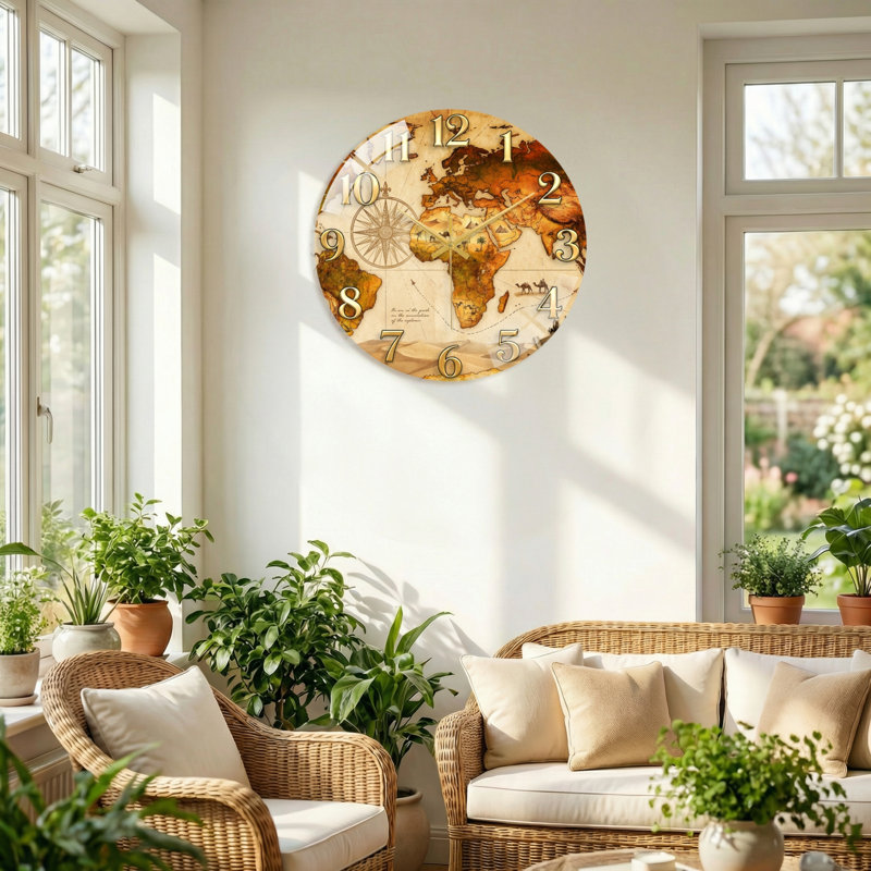 Horloge murale en verre, 60 x 60 cm (23,6 x 23,6 pouces)