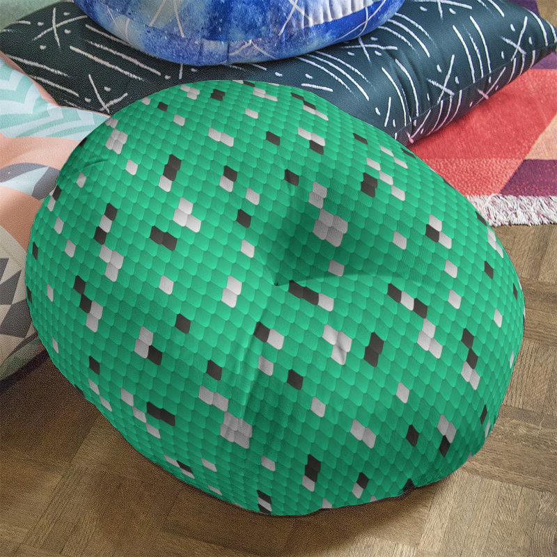 Coussin de plancher à échelle serpent, 26 po x 26 po, Vert / Noir