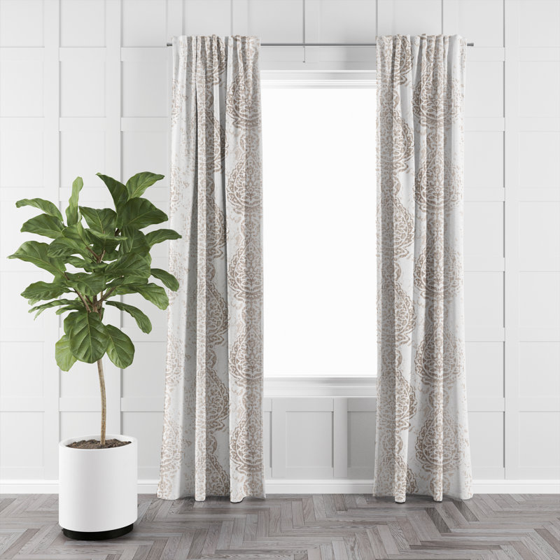 Rideau simple 100% coton Prasanna, L 20 po x L 132 po, Écru