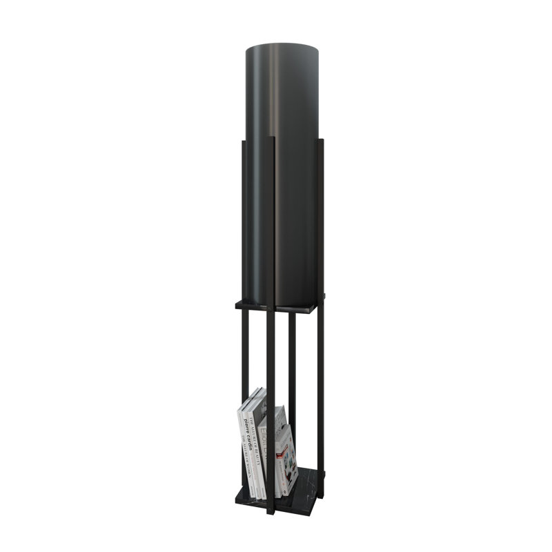Modern Black Floor Lamp, 63.0 Inches Tall, Particle Board Body & MDF Profile, Stylish Fabric Cap (8.3 Inches Diameter) | On/Off Switch on Cable, E27 Socket (Max 60W), CE Certified | Ideal for Living Room & Bedroom Decor