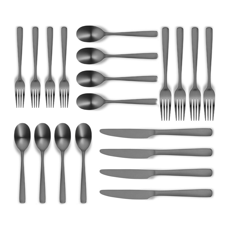 Aabbye 18/0 Stainless Steel 20 Pieces Flatware Set, Matte Black