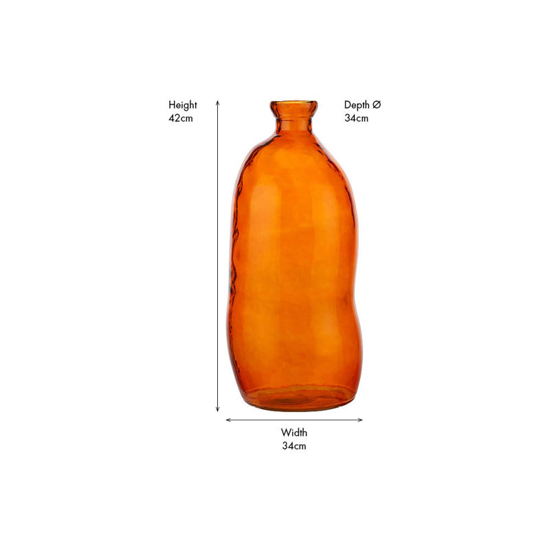Organic Shaped Recycled Glass Tall Vase, Orange