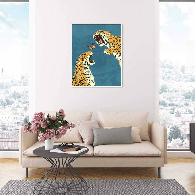 Wild Feline - Impression sur toile, Toile avec cadre flottant blanc, H 46 po x l 31 po
