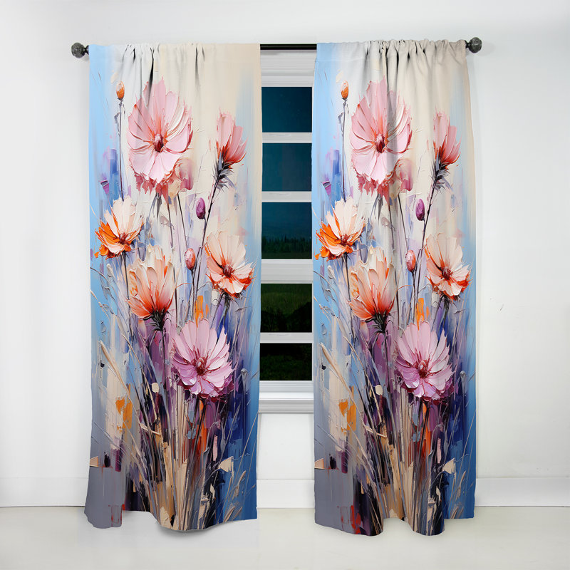 Trenity Cornflowers Representation Colorful Acrylic III - Traditional Velvet Curtain - 1 Panel, 52" W x 108" L