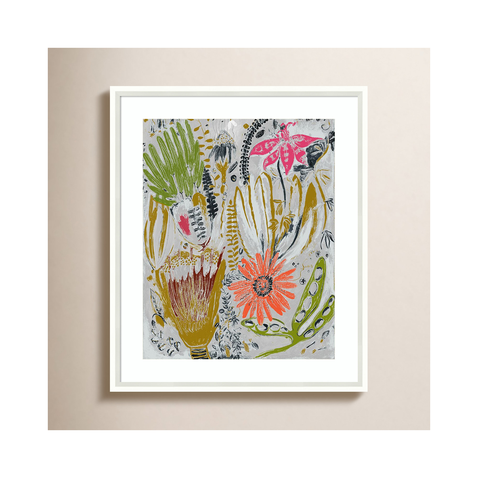 Tropical Blooms by Maya Woods, 21" W x 25" H, White