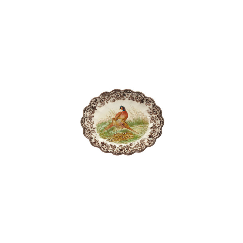 Plat cannelé ovale 14,5 po Spode Woodland