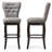 Swivel counter stool upholstered in grey polyester fabric, 45.24'' H X 19.5'' W X 23.79'' D