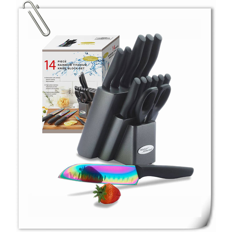 Ensemble de porte-couteaux 14 pièces Rephene Knife, Noir
