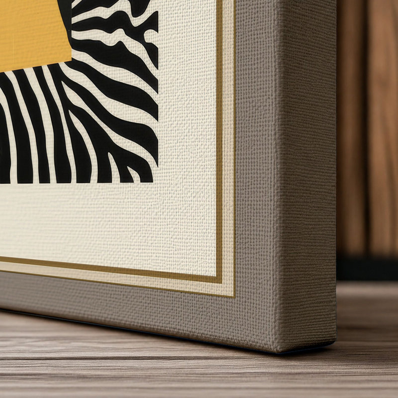 Geometric Face Art Deco - Wrapped Canvas, 18x12 - 45.7 x 30.5 cm, Taupe Border