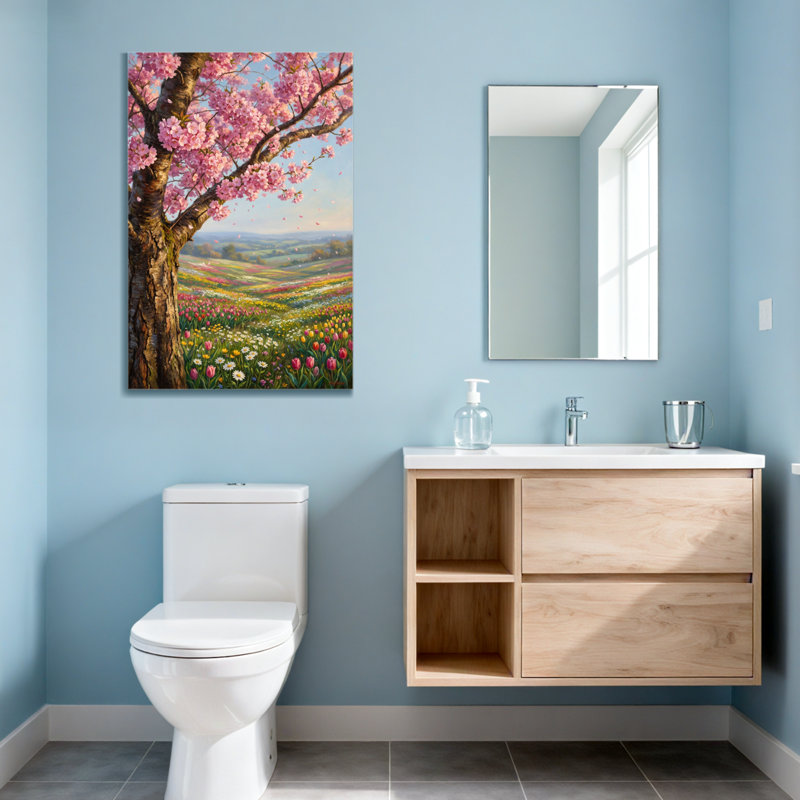Plantes et fleurs, cerisier en fleurs, printemps, champ de fleurs, H 30 po x l 20 po