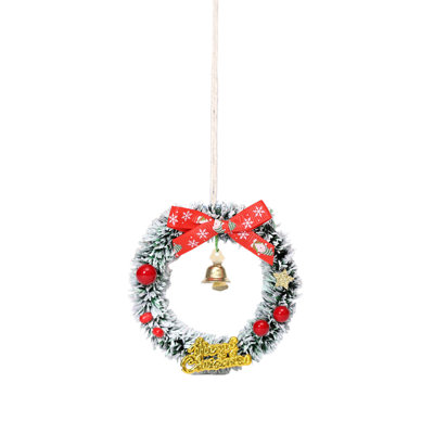  Christmas Mini Wreath Plastic Vines Small Bells Pines Cones Bow Decoration