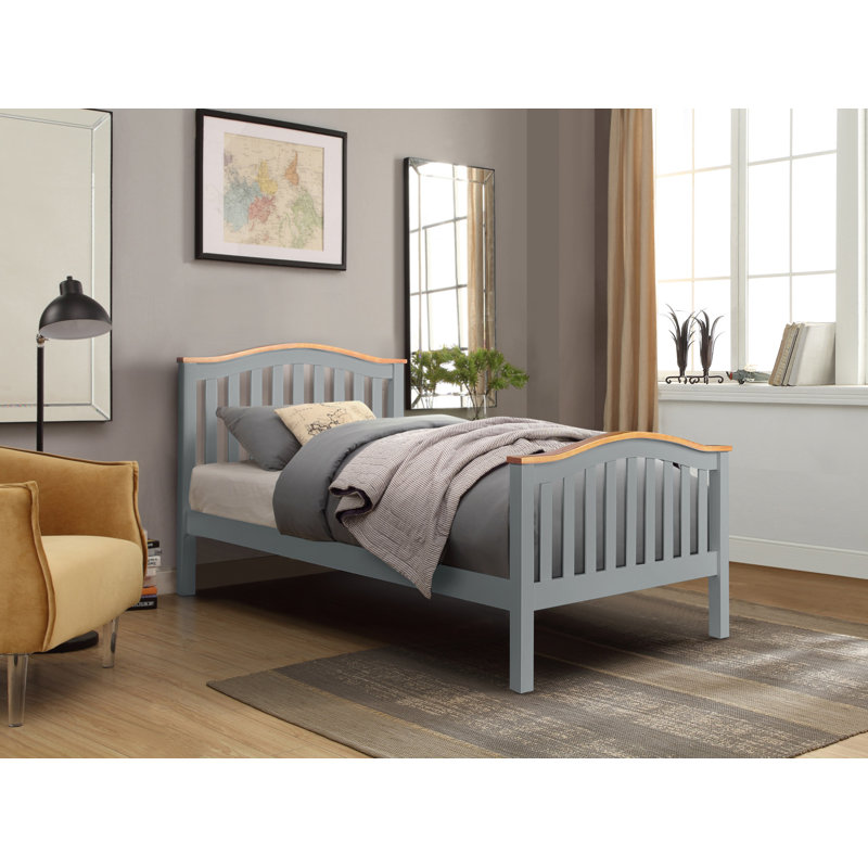 Solid Wood Storage Bed, Grey, Single (3')