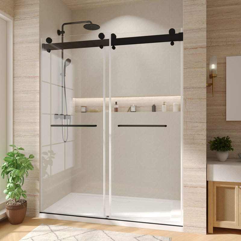 Porte de douche à porte coulissante double avec système de fermeture l 60 "-63" H 78 "Gargy