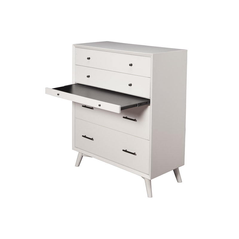 38" White Solid Wood Four Drawer Chest