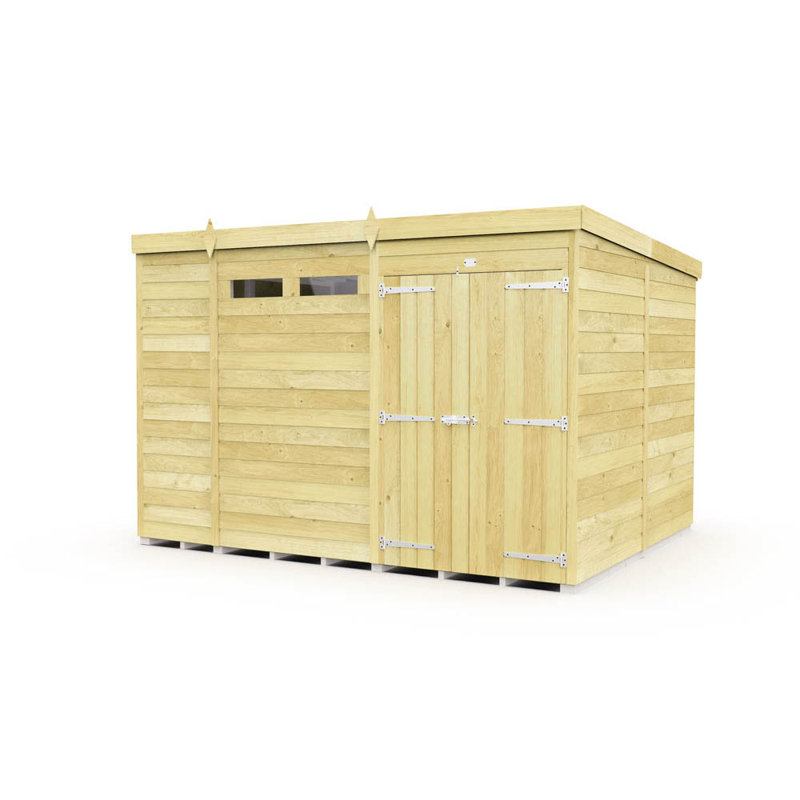 10ft x 8ft Pent Security Shed - Double Door