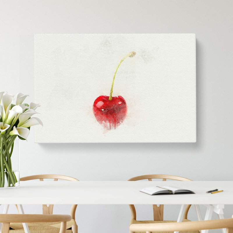 Lone Cherry In Abstract - Wrapped Canvas, 60cm H x 91cm W x 3cm D