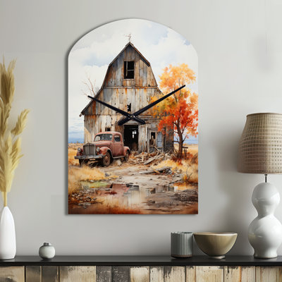 Barns Rustic Charm IX - Arch Shape Large Barns 3D Wall Clock