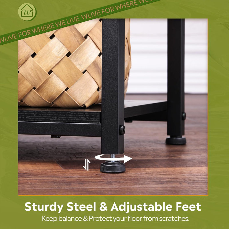 Small End Table Set Of 2, Narrow Side Table With 3-Tier Shelves, Black